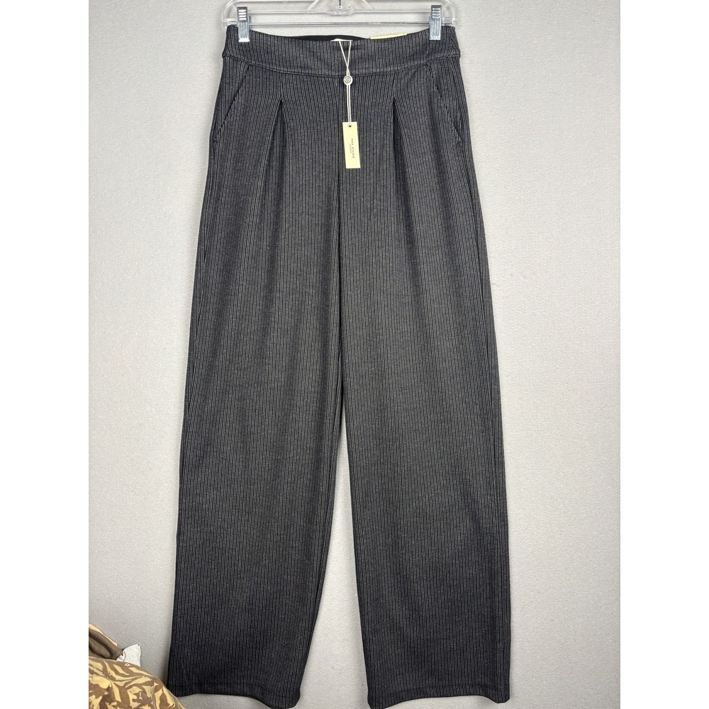 Max Studio Pleated Wide Leg Trousers Womens Small Stripe Mid Rise Pants
